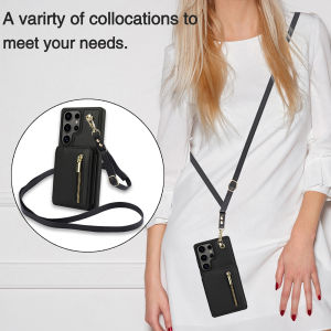 เคสบัตรสำหรับ Samsung พร้อมสายคล้องแนวทแยงเคสแบบกระเป๋าสตางค์กระเป๋าใส่ของช่องใส่การ์ดกรอบโทรศัพท์มือถือพร้อมเคสกระเป๋าเก็บบัตรปลอกสำหรับ Samsung Samsung Galaxy S25อัลตร้า S24บวก S23อัลตร้า S23 FE S22 S21 FE S25U ปกหนังฝาพับ