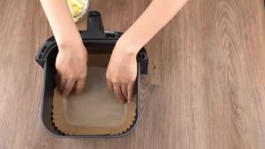 Disposable Air Fryer Liners Non-Stick Parchment Paper Rectangular Brown Heat Resistant for Baking and Frying Kitchen Essential