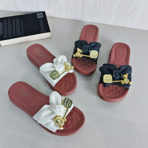 Sendal Selop Wanita Pita Beruang Wedges PVC Kasual Trendy Kekinian Slip On Nyaman Empuk COD SPT-55