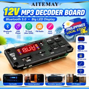 {Local Delivery} Aitemay Wireless Bluetooth Decoder Board Music Audio MP3 Player Decoding Modulator 5-12V Color Screen USB TF FM Radio AUX With Remote Control