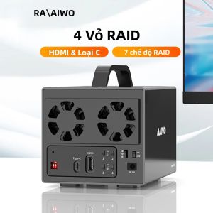 Vỏ Ổ Cứng Ngoài MAIWO 4 Bay RAID Hỗ Trợ Type-C Sang SATA HDD/SSD Tích Hợp Cổng HDMI Vỏ Nhôm 7 Chế Độ RAID Tương Thích