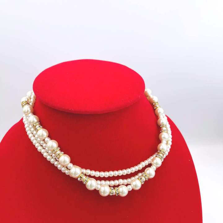 เซ็ตสร้อย ต่างหูเจาะ มุกประดับชุดไทยเด็ก | Lazada.co.th