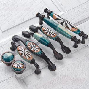 Ceramic Door Handles - Sold Individually European Antique Furniture Handles Drawer Pulls Kitchen Cabinet Knobs