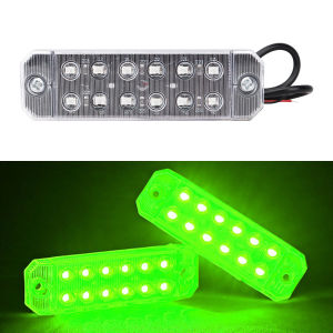 KEVANLY | 2Pcs Dual Row 12 LED Strobe Warning Light Ultra Thin Truck Side Marker Light Flashing Signal Indicator Lamp for Car Motor RV Van