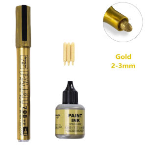 GN | Permanent Paint Marker Pens with Ink Set Gold Silver White 2mm Art Markers Tire Tread Rubber Fabric Metal Metallic Markers Pens
