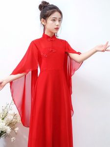 Elegant Fairy-like Shawan Performance Costume for Kids Large Size Tunic Top And Skirt Set Classic Dance Piano Performance Wear