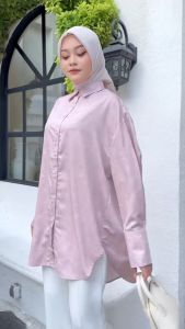 Toile De Jouy Monogram Shirt By Mdly Baju Atasan Wanita Kemeja Lengan Panjang Oversized