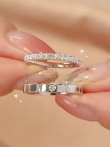 DR Couple Rings Moissanite Diamond Simulated Diamond Pure Silver Engagement Wedding Rings for Girlfriend  out Design