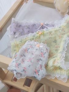 法式油画玫瑰田园清新小碎花风低腰女士内裤 40kg-70kg French Vintage Floral Style Low Waist Panties