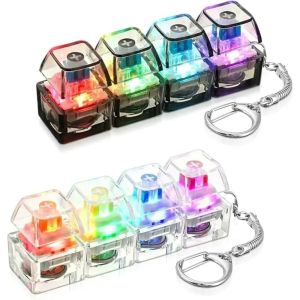 */LED Keyboard Keychain Fidget Toys Crystal Clicker Sensory Toy for Stress Relief Keyboard Keychain Fidget Gadget for Adults Kid