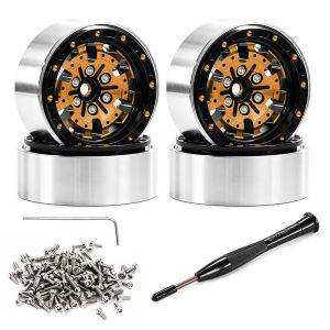 4PCS 1.3" Aluminum Alloy Beadlock Wheel Rim Hubs for 1/18 Ascent‑18 TRX4M 1/24 SCX24 AX24 RC Crawler Upgrade Parts