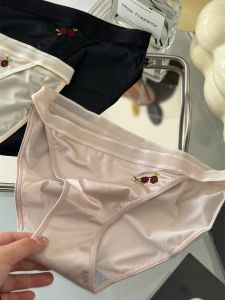 Sweet Embroidered Rose Ice Silk Low Waist Comfortable Cotton Crotch Triangle Underwear for Young Women Antibacterial Design