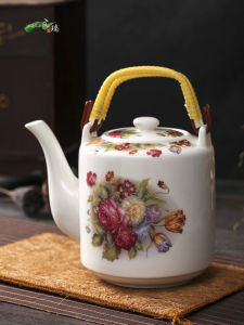 Jingdezhen Large Capacity Ceramic Tea Pot Heat Resistant Home Use Water Pot Single Pot with Handle Chinese Style Tea Brewing Pot