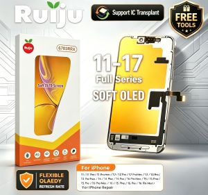 RJ Soft Hard OLED Display LCD For Iphone 13 14 15 16 17 Pro Max 14 15 16 Plus Touch Screen Digitizer Assembly Replacement