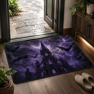 VIKAMA Dark Gothic Full Moon Flying Bats Doormat Không Thể Giặt Được Chống Trơn Trượt Trong Nhà Ngoài Trời Thảm Phong Cách Hiện Đại Thẩm Mỹ Trang Trí Nhà Thảm Trải Sàn