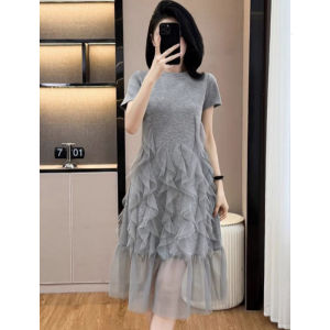Slimming and Elegant Plus Size Womens Mesh T-Shirt Dress