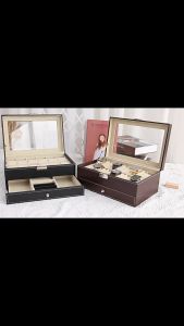 กล่องนาฬิกา PUหนังคลาสสิก กล่องใส่นาฬิกา+เครื่องประดับ2ชั้น Watch Box