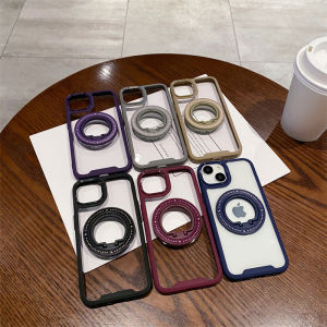 เคส iPhone 16 15 14 13 12 11 Pro Max 14 15 16 Plus [แม่เหล็ก + ขาตั้ง + ที่ยึดแบบแหวน] สำหรับ iPhone 16ที่ยึดแหวนกรณีพร้อมขาตั้งเข้ากันได้กับ MagSafe เคสขาตั้งกันกระแทกทหารเคสโทรศัพท์ iPhone 16
