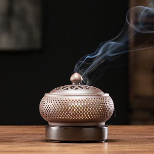 Purple Sand Timed Sandalwood Electronic Incense Burner Set 110V/220V OUD Essential Oil Night Light Stove for Home Decor