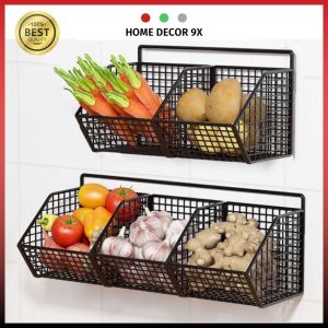 Kệ Đựng Gia Vị Nhà Bếp Nhiều Ngăn Giá Đựng Hành Tỏi Đồ Khô Dán Tường Tặng Kèm Miếng Dán