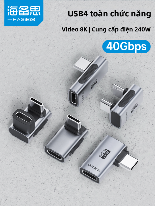 Hagibis | Cáp Chuyển Type C USB4 Góc L 90° – Thunderbolt 3/4, 40Gbps ...