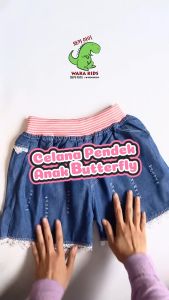 Celana Pendek Anak Perempuan Hotpants Jeans West Rib Butterfly Renda 057 Vench Wakakids