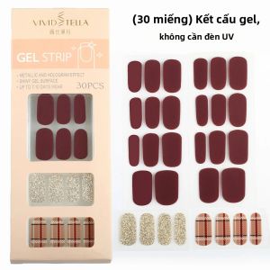 30 Miếng Dán Móng Tay Gel Không Cần UV Lấp Lánh Tự Dính Dán Toàn Bộ Móng Bền Lâu Dễ Dàng Sử Dụng Trang Trí Móng Đơn Giản