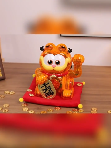 Feimibox Garfield Building Blocks Cat Ornaments Automatic Beckoning Assembling Ornaments Gifts