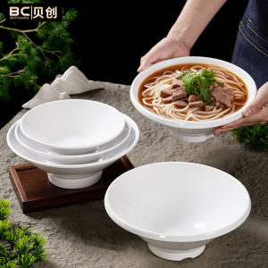 Commercially Used High Footed Miam Bowl for Noodle House Durable Heat Resistant China Style Restaurant Quality Porcelain like Soup Bowl