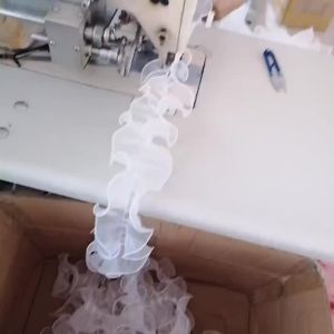 5 Yard 4.3" Pleated Organza Lace Ribbon Lace Edge Gather Ruffle Trim Ribbon Tulle Sheer Fabric White Edging Trimmings Fabric for DIY Applique Sewing Craft Wedding Dress Embellishment (White)