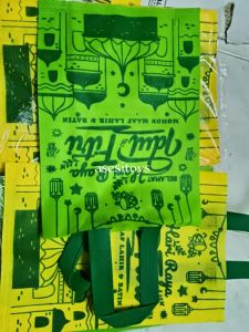 Goodie Bag Handle (HLS) edisi Idul Fitri HIJAU 25x35x8 NEW Spunbond