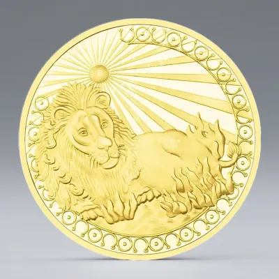 Gold Plated The Twelve Constellations Commemorative Coins Leo Lucky Collectible Coin