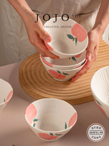 ชุดรับประทานอาหารพีชฮวงจุ้ยโรแมนติกมูลค่าความงามสูงใช้ในบ้านชามเซรามิก เรียบง่าย สไตล์จีนต้นกำเนิดเส้นผ่านศูนย์กลาง 8 นิ้ว