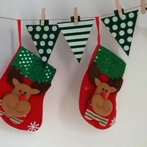 4Pcs Christmas Socks Gift Candy Bag Snowman Santa Elk Pattern Xmas Tree Hanging Ornament Party Home Fireplace Decoration