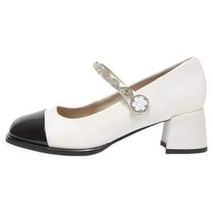Daphne | Mary Jane Style Coarse Heel Womens Shoes Spring New Style Black and White Contrast