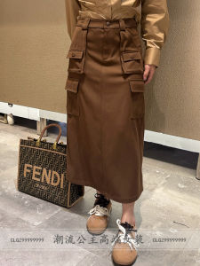 R Brand High Waist Straight Cut Mini Skirt with Side Pockets Workwear American Style Slimming Autumn Beauty Womens Skirts