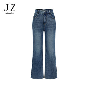 Ankara Vintage Simple Commute Washed Slimming Micro-flared Jeans Womens Summer New Casual Style Natural Waist Jeans