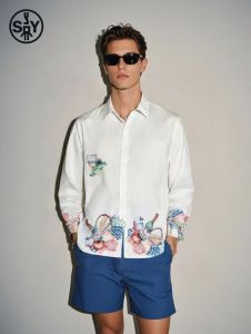 Early Autumn High-End Mens Long Sleeve Shirt Loose Fit Outerwear Casual Style Polyester Fiber No Ironing Required