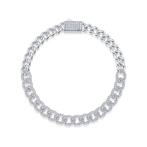 S925 Silver Cuban Link Bracelet with Moissanite 18K Gold Plated Christmas Gift with Gift Box Elegant Jewelry for Women