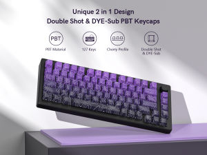 WOMIER 130 Keys Purple Topographic Side Print 5 Side Dye-Sublimation PBT Keycap Backlit Cherry Profile Key Cap For Mechanical Keyboard