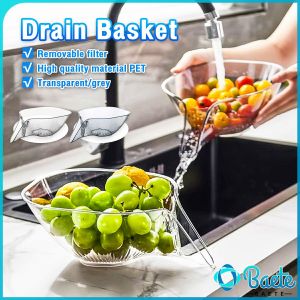 Multifunctional Drain Basket PET Drain Bowl with Funnel Kitchen Sink Colander Sieve Bowl for Washing Vegetable Fruit Salad Strainer Basket