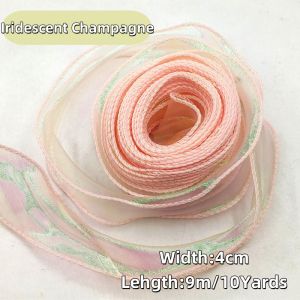 50 Yards Iridescent Fishtail Yarn Ribbons Flowers Bouquet Packaging Organza Wired Ribbon Christmas Wedding Decor Gift Wrapping