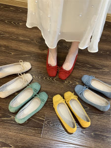 Height Increasing Red Ballet Flats Elastic Slip On
