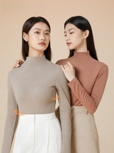 FuniBaoluo | Ladies Thermal Underwear Thermal Fiber Long Sleeve High Collar Fleece Lined Inner Wear Base Layer Shirt For Young Women