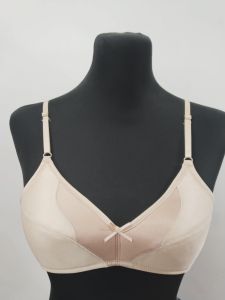 WYN Non-wire Soft Cup Bra Nude Color - Adjustable Straps - Comfort Fit - Sheer Panels - Bow Detail