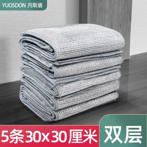 สองชั้นขนาดใหญ่ลวดเหล็กผ้าขัดพื้นผ้าล้างจานหม้อผ้าทำความสะอาดเหล็กแผ่นขนสัตว์เครื่องมือทำความสะอาดในครัวเรือน