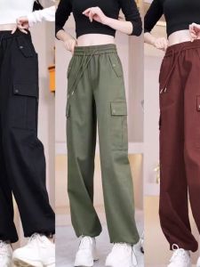 Retro Style Casual Working Pants Female 2024 Autumn and Winter New Arrival Straight-Leg Ankle-Banded Pants Easiest for Match Slim Looking Sports Wide-Leg Pants