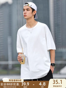 เสื้อยืดคอกลมแขนสั้นผ้าฝ้ายแท้ 300 กรัม Pure Color Cityboy ฤดูร้อน ทรงหลวม สำหรับผู้ชายและผู้หญิง คู่รักแฟชั่น