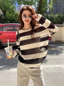 Womens Loose Long Sleeve Knitted Sweater Thin Outerwear Summer Sunshade Top Slimming Effect Autumn New Arrival Solid Color