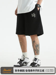 Loose Breathable Mens Casual Shorts Gothic Letter Embroidery Summer New Style Sport Five-Point Pants Trendy Brand Cotton Polyester Blend